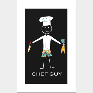 Funny Mens Chef Guy Illustration Posters and Art